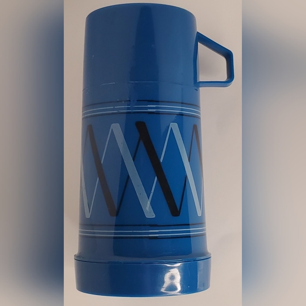 Aladdin Half Pint Blue Thermos: Atomic Sine Wave, RARE Pattern